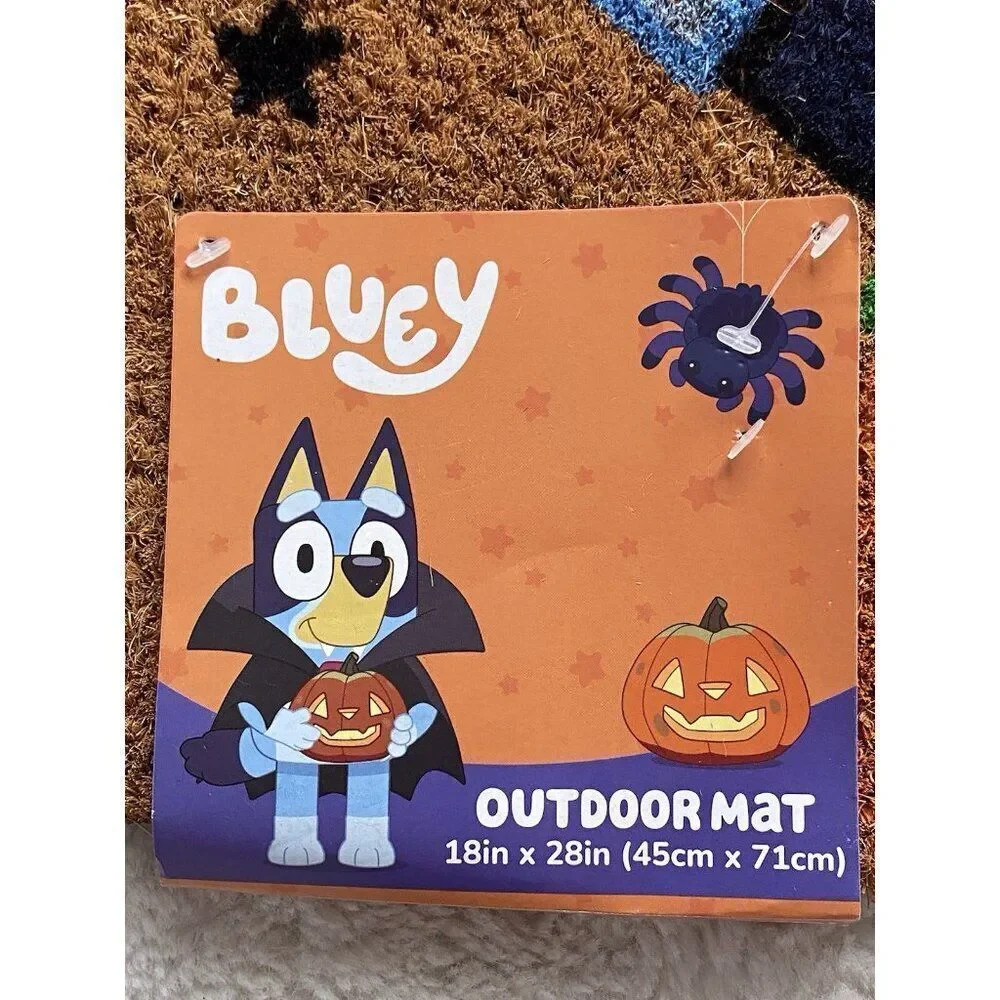 Bluey Halloween Coir Door Mat 18 X 28” Bats Pumpkin Jack O Lantern‎ NEW